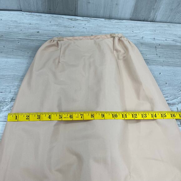 Vintage Vassarette Peach Full Nylon Elastic Waist Back Slit Slip Skirt Small - Picture 13 of 14